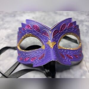 Venetian Eye Mask Dark Purple & Gold Costume Prom Party Mardi Gras Halloween
